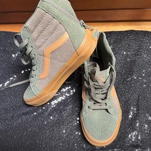 Vans high top little boy sneakers size 13 green suede